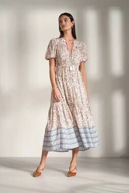 NEW ELAN lovely subtle maxi dress in beige